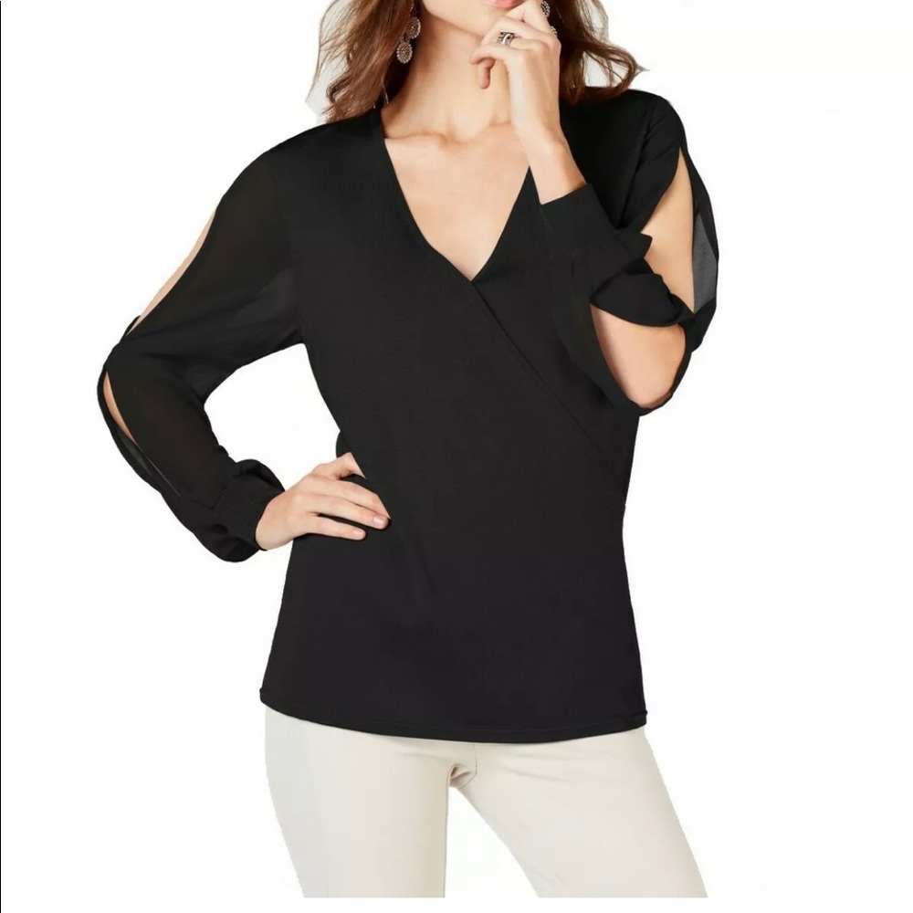 INC Illusion sleeve shirt blouse